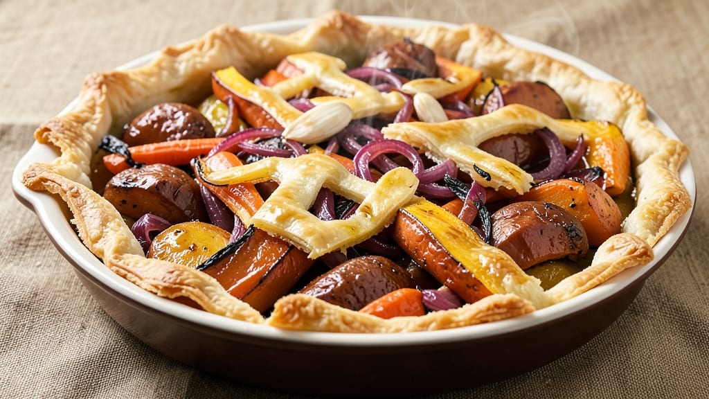 Roast Vegetable Pie Recipe: Sweet-Savory Crust Topped With Caramelized Layers