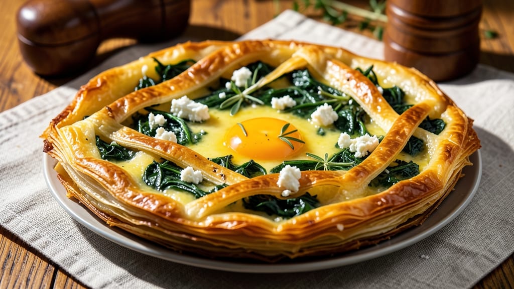 Albanian Spinach and Cheese Pie Recipe: Flaky Phyllo Layers with Rich Feta Filling