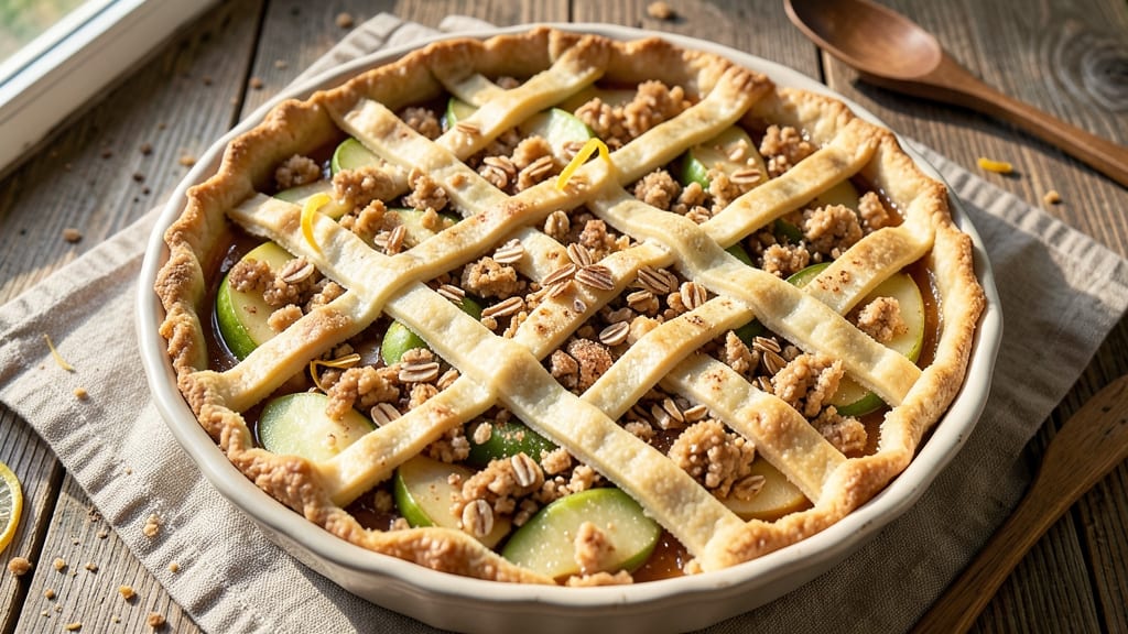 Southern Apple Crumble Pie Recipe: Buttery Oat Topping Over Warm Spiced Filling
