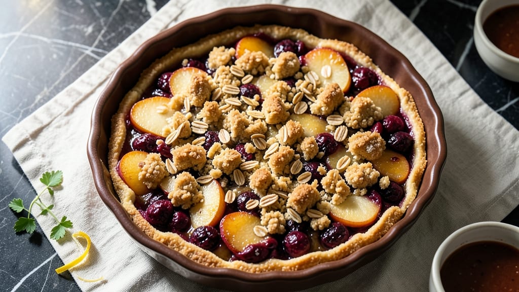 Apple Boysenberry Crumble Pie Recipe: Tart-Sweet Fruit Crunch With Buttery Streusel