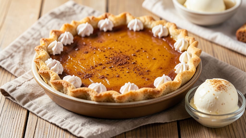 Pumpkin Pie Recipe With Vanilla Ice Cream: Spiced Filling Meets Cool Creamy Bliss