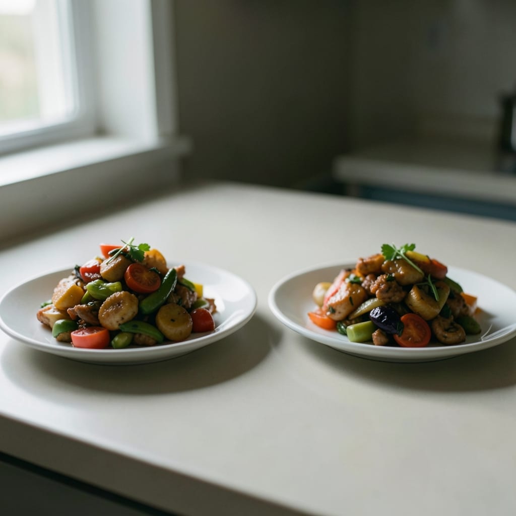 Two versions of the same dish, side by side