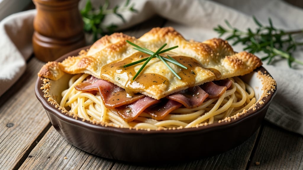 Homemade Ham Pot Pie Noodles Recipe: Savory Gravy and Fluffy Egg Noodle Harmony