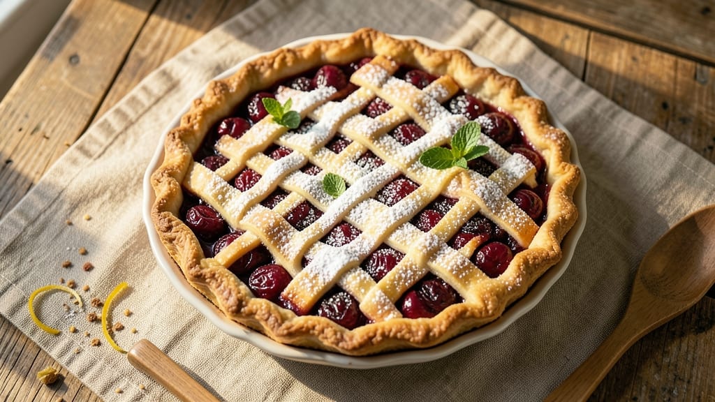 9-Inch Cherry Pie Recipe: Juicy Fruit Filling in Buttery Lattice Crust