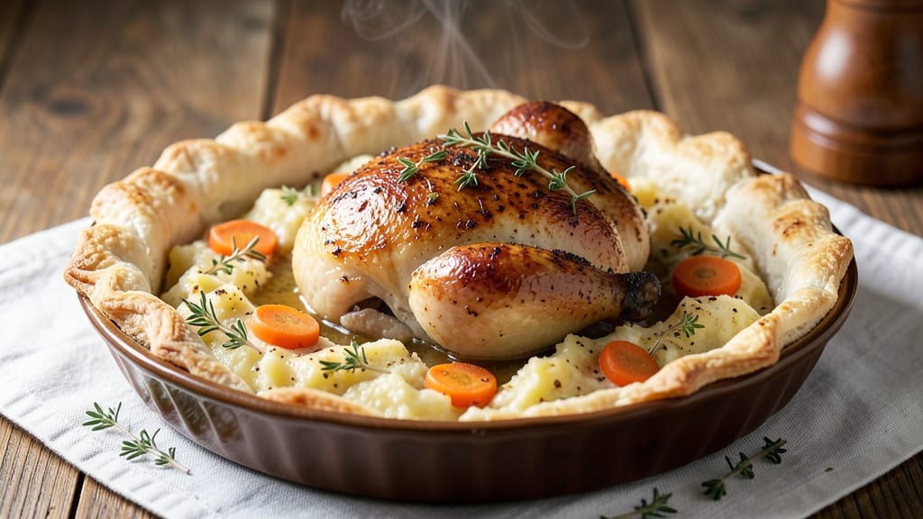 Roast Chicken Pot Pie Recipe: One-Pan Dinner with Golden Crust and Savory Gravy