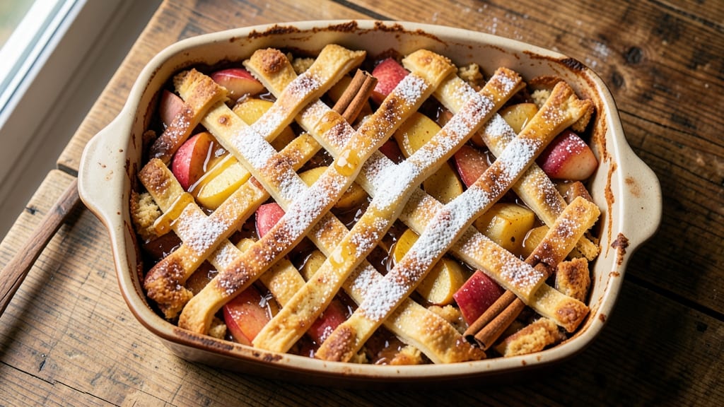 Recipe for Cinnamon Roll Apple Pie Filling Cobbler: Warm Spice Crunch Over Melty Vanilla-Apple Bliss