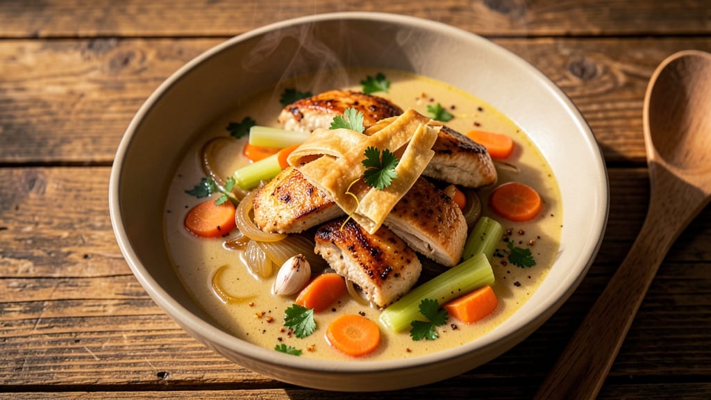 Pub Style Chicken Pot Pie Soup Recipe: One-Pot Comfort With Flaky Crust Topping