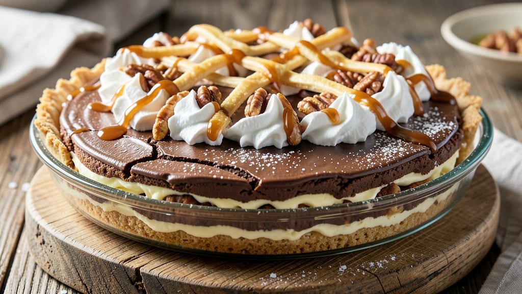 7 Layer Pie Dessert Recipe: Crunchy Nut Clusters and Creamy Vanilla Swirls