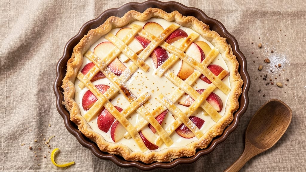 Apple And Custard Impossible Pie Recipe: Crunchy Topping and Creamy Core Magic
